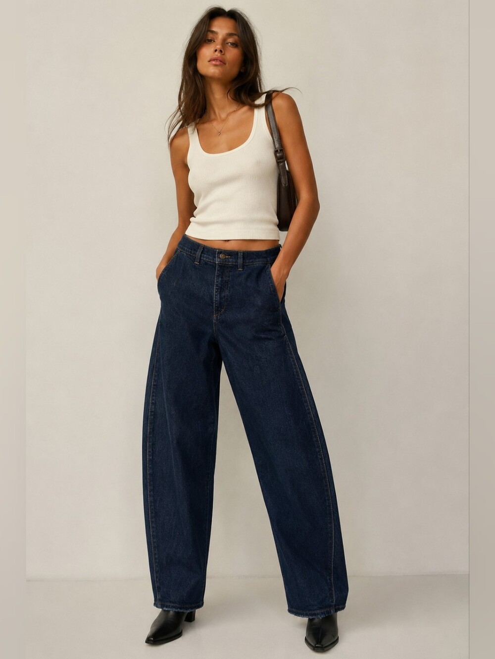 VINCE DENIM THE HIGH WAIST UTILITY TROUSER TWIST SEAM BARREL BOHO SZ 29